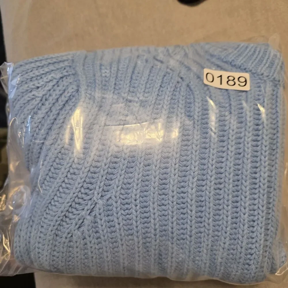 J.CREW Blue Cotton Ribbed-Knit Crew Neck Raglan Pullover Sweater Women's S